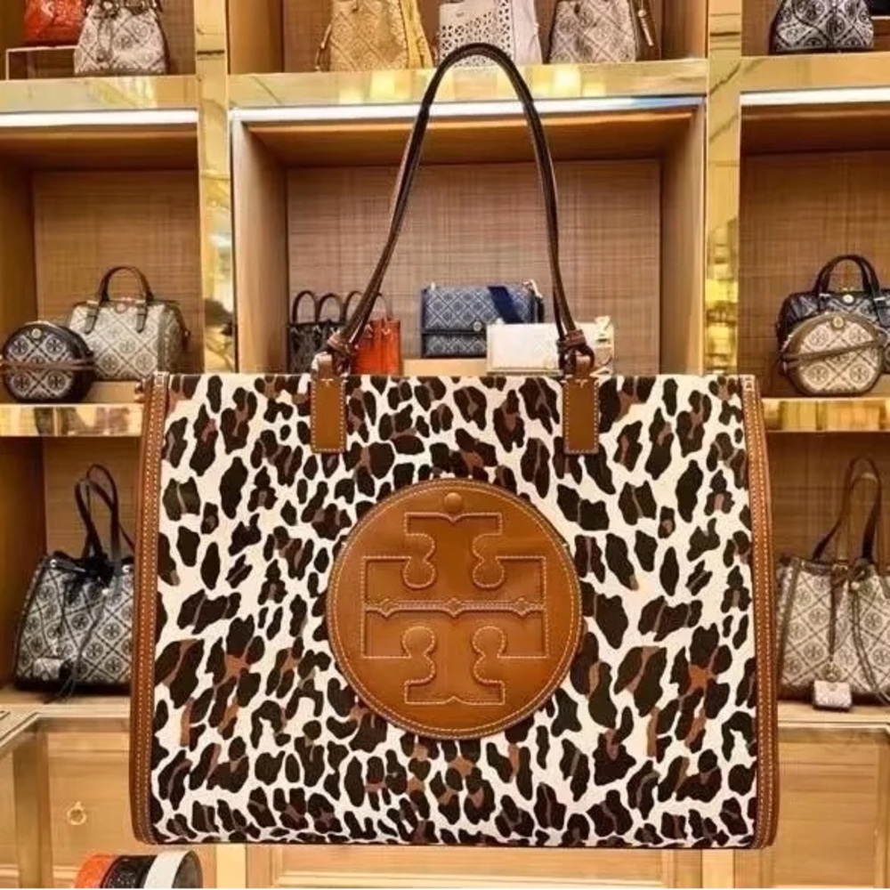 Tory Burch Ella Leopard Canvas Tote